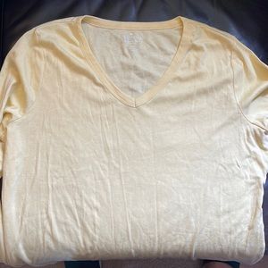 NEW TALBOT'S 2X WOMENS V NECK LONG SLEEVE SHIRT BUTTER YELLOW NWT I MAY HAVE 2